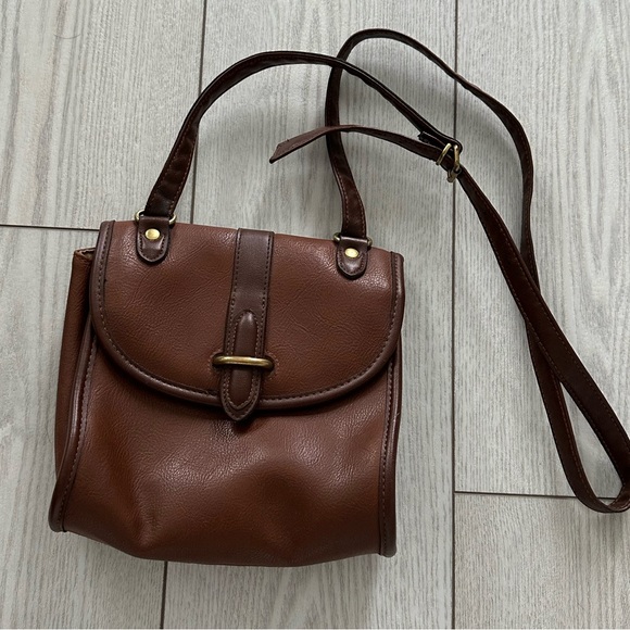 Liz Claiborne Handbags - Vintage Small Brown Leather Crossbody Bag - Women